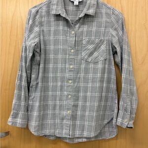 Old Navy Gray Plaid Button-Down Casual Shirt